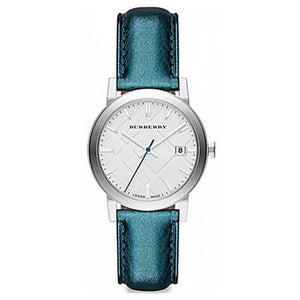 Burberry White Dial Turquoise Leather Strap Watch for Women - BU9120 Buy Now By Burberry