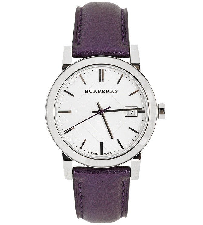 Burberry The City Silver Dial Purple Leather Strap Watch for Women - BU9122 Buy Now By Burberry