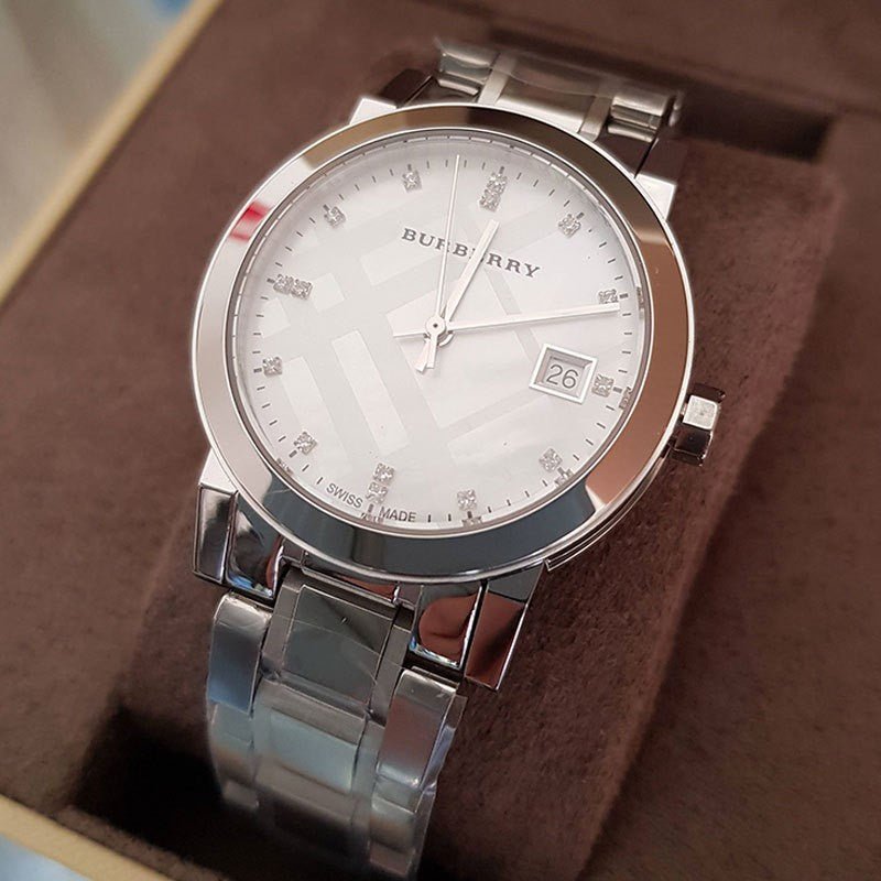 Burberry The City Diamonds Silver Dial Silver Steel Strap Watch for Women - BU9125 Buy Now By Burberry