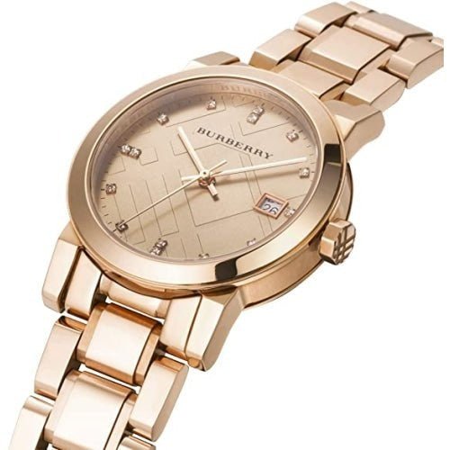 Burberry The City Diamonds Rose Gold Dial Rose Gold Steel Strap Watch for Women - BU9126 Buy Now By Burberry