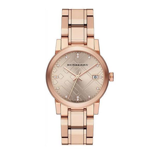 Burberry The City Diamonds Rose Gold Dial Rose Gold Steel Strap Watch for Women - BU9126 Buy Now By Burberry