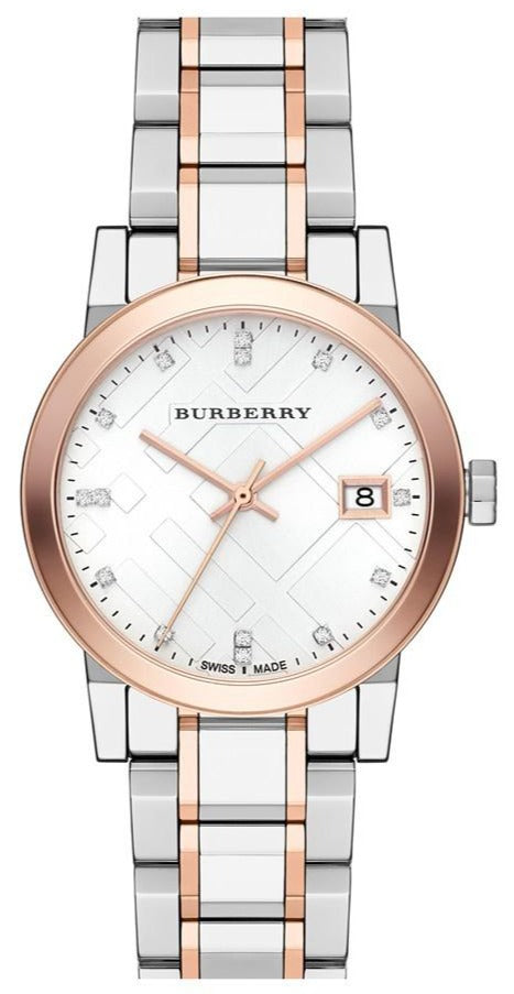 Burberry The City Diamonds White Dial Two Tone Steel Strap Watch for Women - BU9127 Buy Now By Burberry