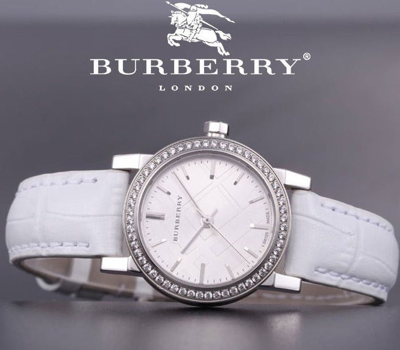 Burberry The City White Diamonds Dial White Leather Strap Watch for Women - BU9221 Buy Now By Burberry
