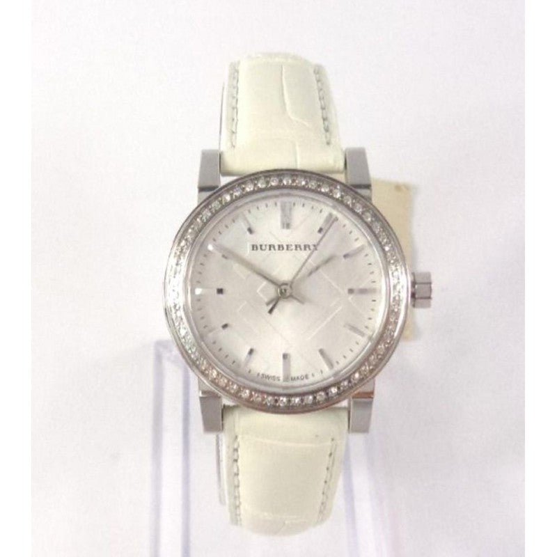 Burberry The City Diamonds Silver Dial White Leather Strap Watch for Women - BU9221 Buy Now By Burberry