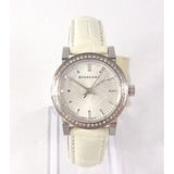 Burberry The City Diamonds Silver Dial White Leather Strap Watch for Women - BU9221 Buy Now By Burberry