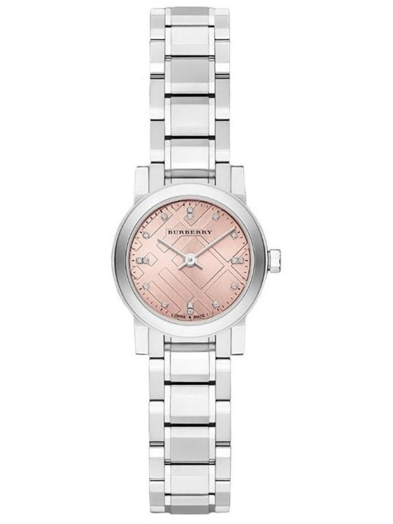 Burberry The City Diamonds Pink Dial Silver Steel Strap Watch for Women - BU9223 Buy Now By Burberry