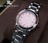 Burberry The City Diamonds Pink Dial Silver Steel Strap Watch for Women - BU9223 Buy Now By Burberry