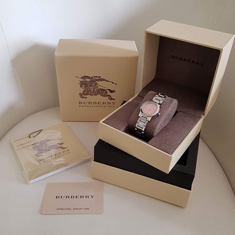 Burberry The City Diamonds Pink Dial Silver Steel Strap Watch for Women - BU9223 Buy Now By Burberry
