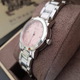 Burberry The City Diamonds Pink Dial Silver Steel Strap Watch for Women - BU9223 Buy Now By Burberry