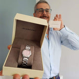 Burberry The City Diamonds Pink Dial Silver Steel Strap Watch for Women - BU9223 Buy Now By Burberry