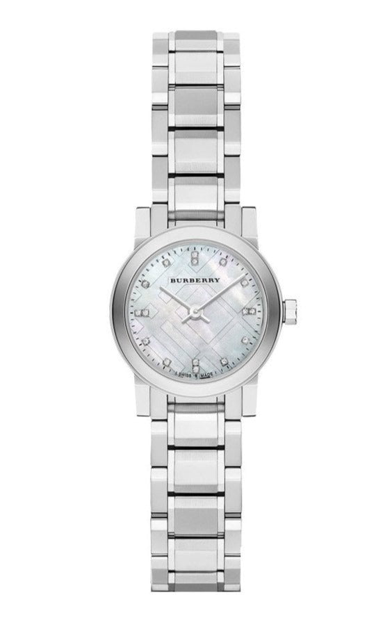 Burberry The City Diamonds Mother of Pearl Dial Silver Steel Strap Watch for Women - BU9224 Buy Now By Burberry
