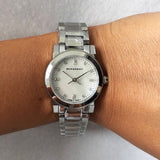 Burberry The City Diamonds Mother of Pearl Dial Silver Steel Strap Watch for Women - BU9224 Buy Now By Burberry