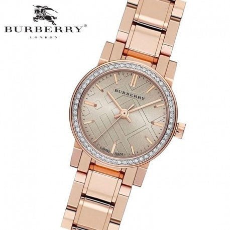 Burberry The City Diamonds Rose Dial Rose Gold Steel Strap Watch for Women - BU9225 Buy Now By Burberry