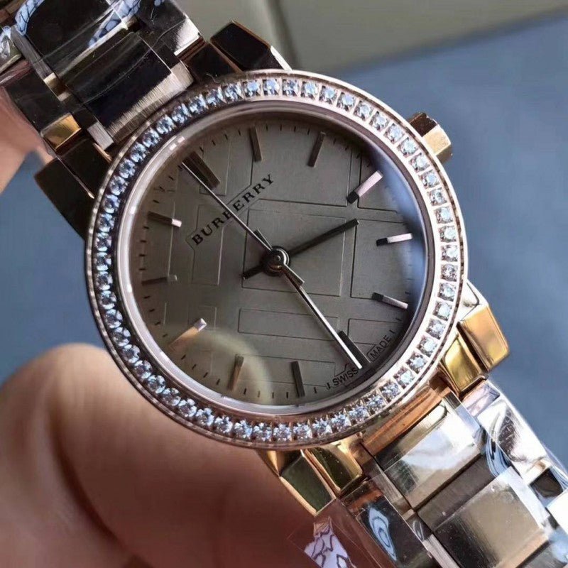 Burberry The City Diamonds Rose Dial Rose Gold Steel Strap Watch for Women - BU9225 Buy Now By Burberry