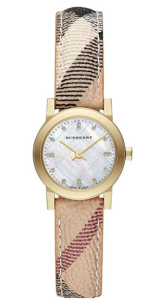 Burberry The City Diamonds Mother of Pearl Dial Brown Leather Strap Watch for Women - BU9226 Buy Now By Burberry