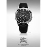 Burberry The City Chronograph Black Dial Black Leather Strap Watch for Men - BU9356 Buy Now By Burberry