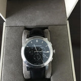 Burberry The City Chronograph Black Dial Black Leather Strap Watch for Men - BU9356 Buy Now By Burberry