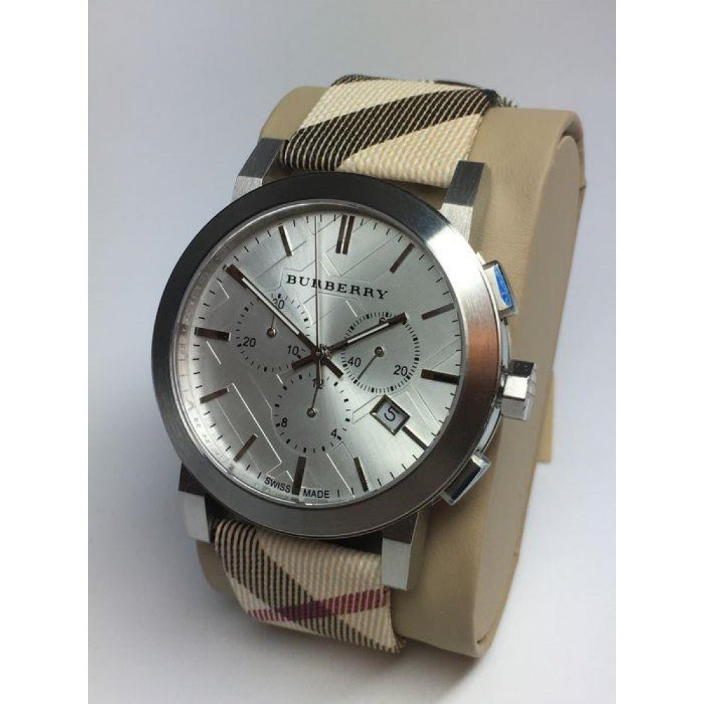 Burberry The City Nova White Dial Checked Brown Leather Strap Watch for Men - BU9357 Buy Now By Burberry