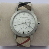 Burberry The City Nova White Dial Checked Brown Leather Strap Watch for Men - BU9357 Buy Now By Burberry