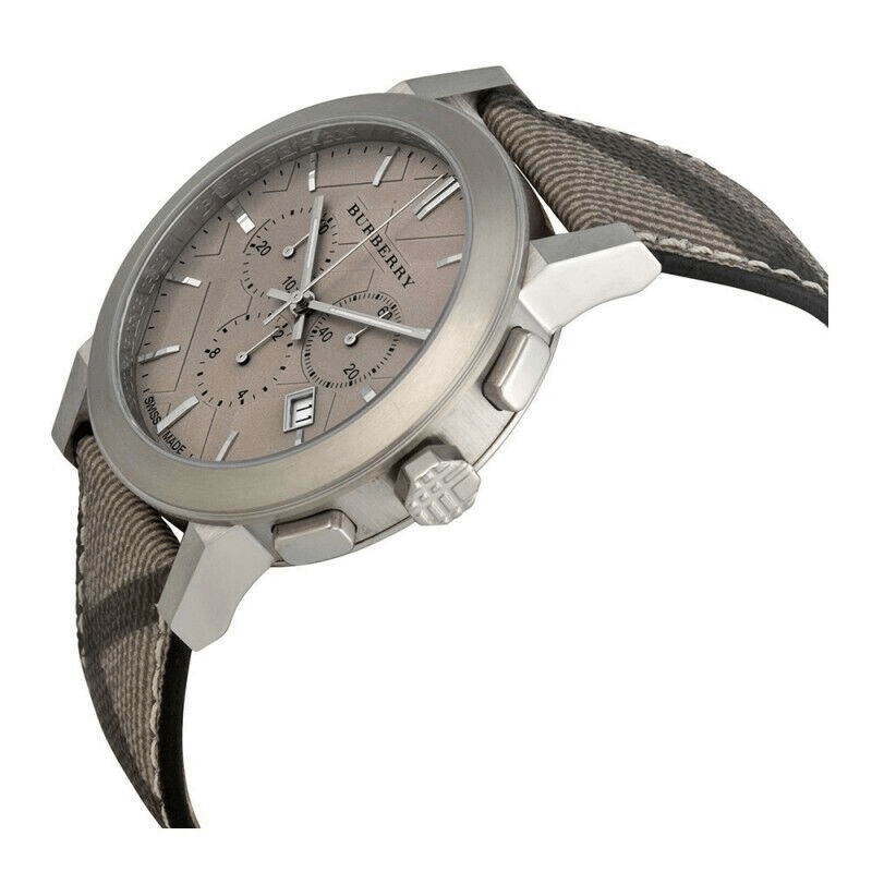 Burberry The City Smoke Dial Checked Brown Leather Strap Watch for Men - BU9358 Buy Now By Burberry