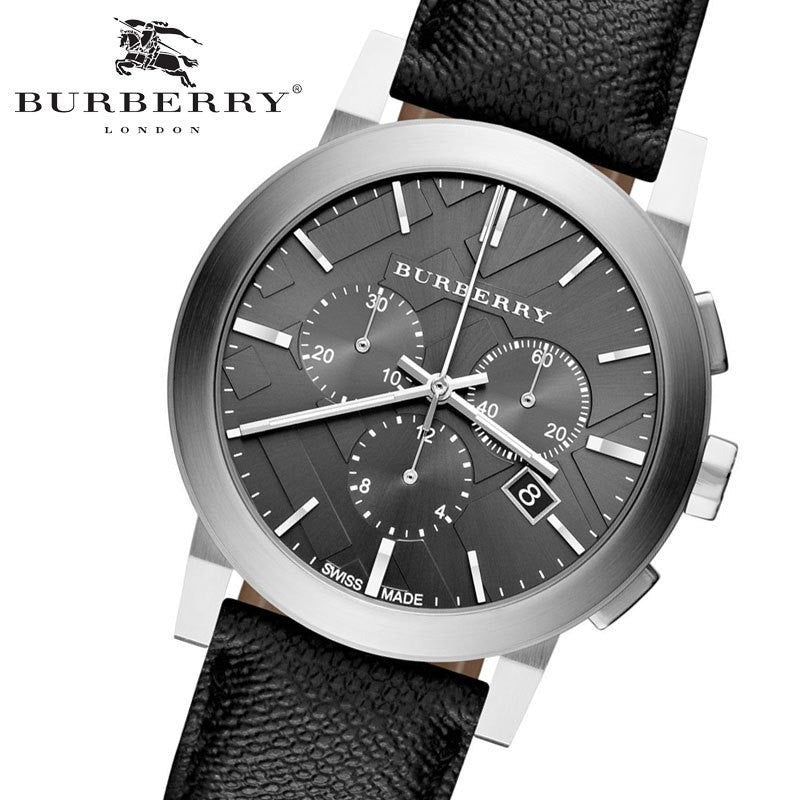 Burberry The City Grey Dial Black Leather Strap Watch for Men - BU9359 Buy Now By Burberry
