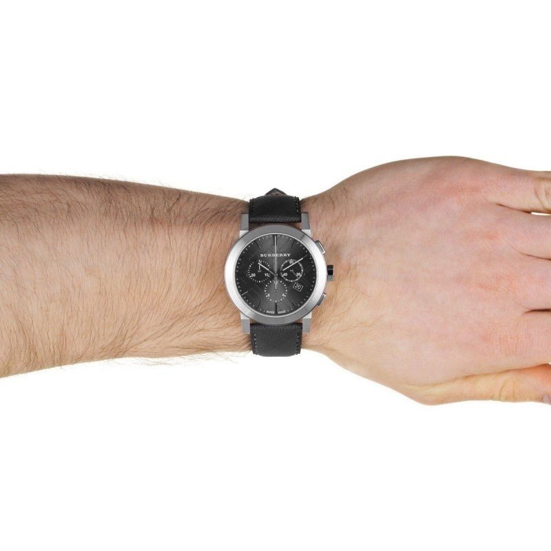 Burberry The City Grey Dial Black Leather Strap Watch for Men - BU9362 Buy Now By Burberry