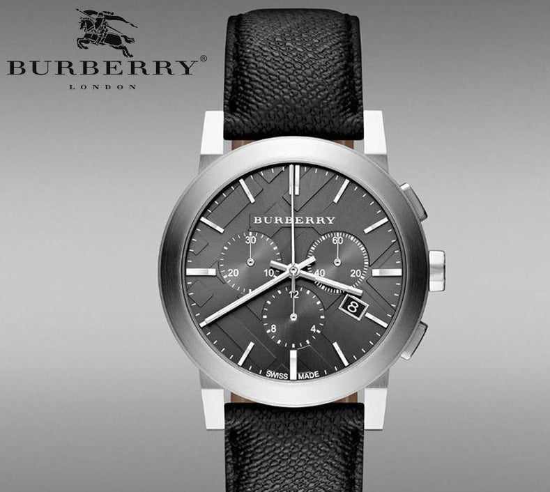 Burberry The City Grey Dial Black Leather Strap Watch for Men - BU9362 Buy Now By Burberry