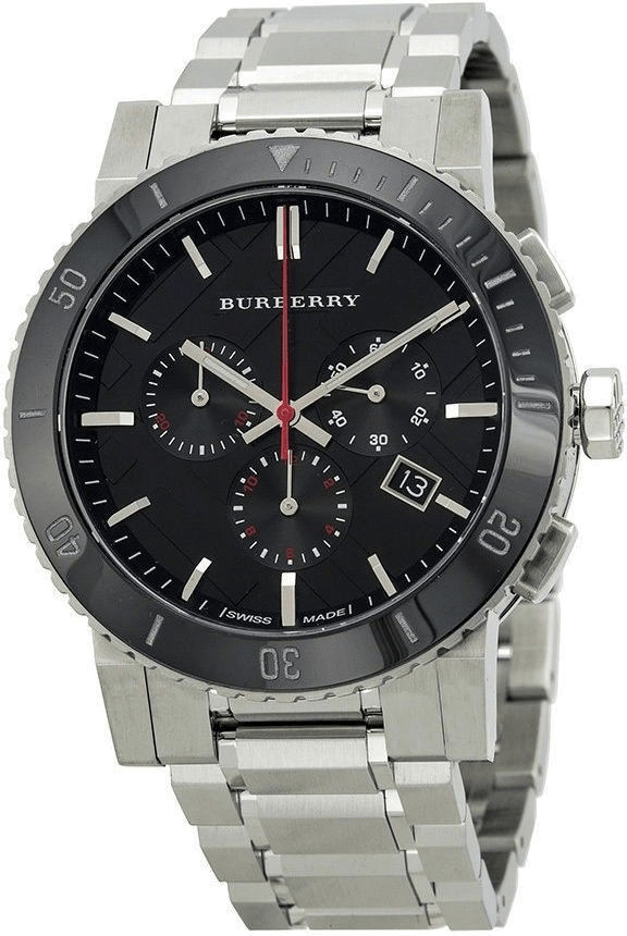 Burberry The City Black Dial Silver Steel Strap Watch for Men - BU9380 Buy Now By Burberry