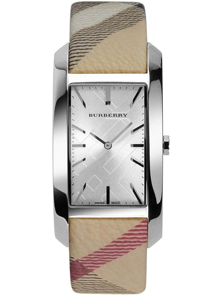 Burberry The Pioneer Silver Dial Haymarket Beige Leather Strap Watch for Women - BU9406 Buy Now By Burberry