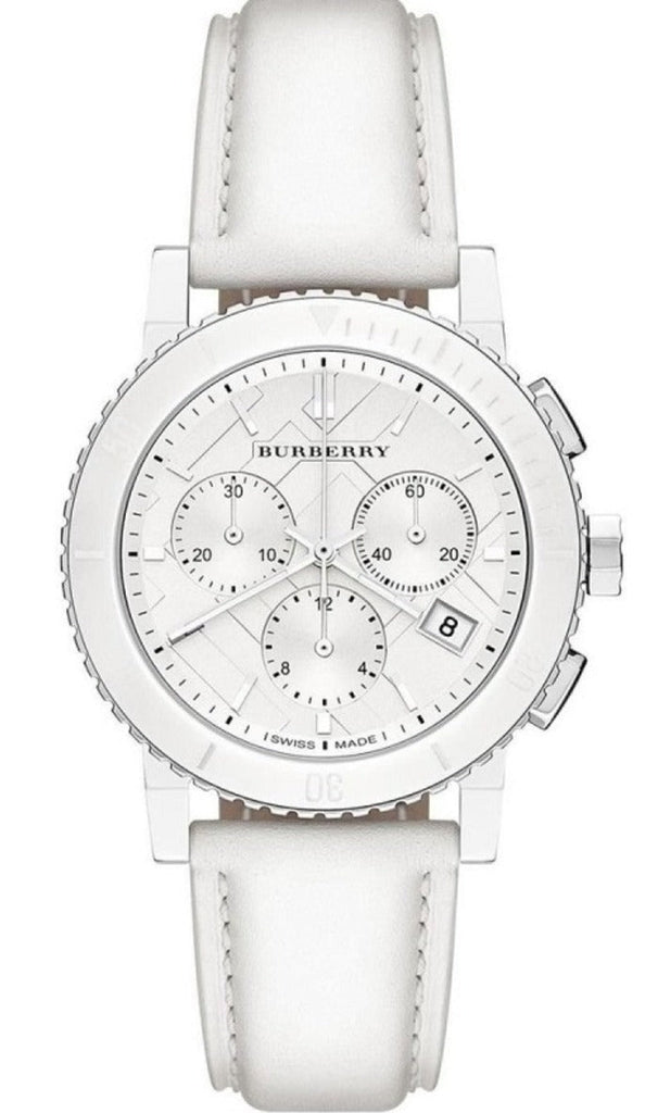 Burberry City Chronograph White Dial White Leather Strap Watch For Women - BU9701 Buy Now By Burberry