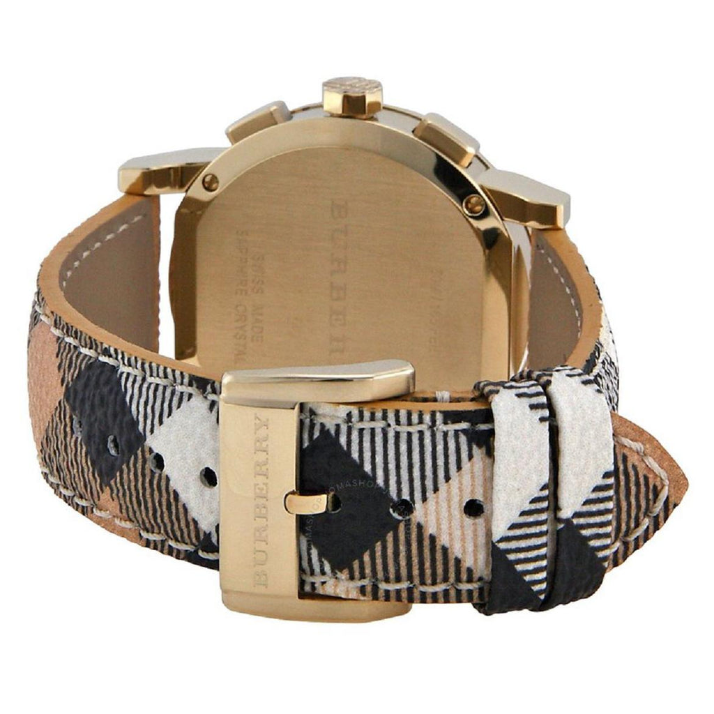 Burberry The City White Dial Haymarket Beige Leather Strap Watch for Women - BU9752 Buy Now By Burberry