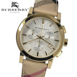 Burberry The City White Dial Haymarket Beige Leather Strap Watch for Women - BU9752 Buy Now By Burberry