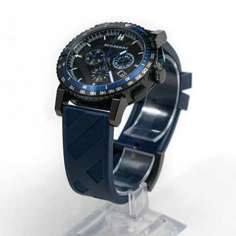 Burberry The City Sport Chronograph Black Dial Blue Rubber Strap Watch For Men - BU9807 Buy Now By Burberry