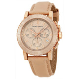 Burberry Chronograph Rose Gold Dial Beige Leather Strap Watch for Women - BU9704 Buy Now By Burberry