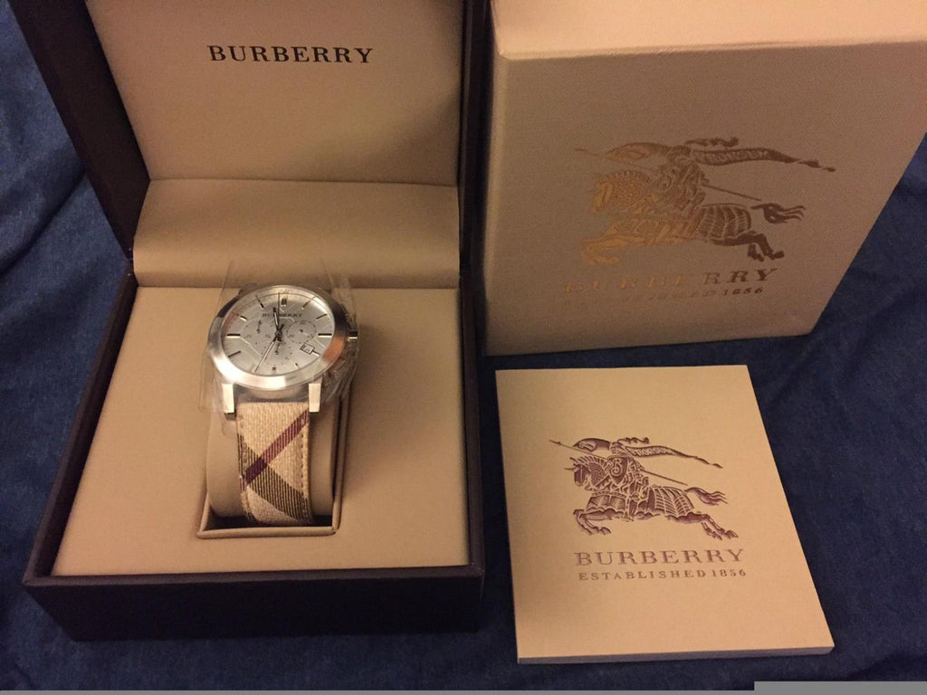 Burberry The City Chronograph White Dial Haymarket Leather Strap Watch For Men - BU9360 Buy Now By Burberry