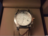 Burberry The City Chronograph White Dial Haymarket Leather Strap Watch For Men - BU9360 Buy Now By Burberry
