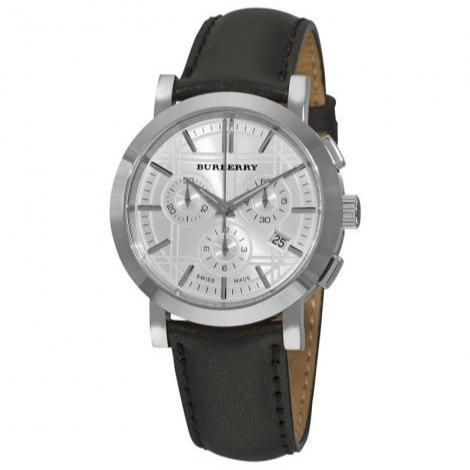 Burberry The City Chronograph White Dial Black Leather Strap Watch for Men - BU9355 Buy Now By Burberry