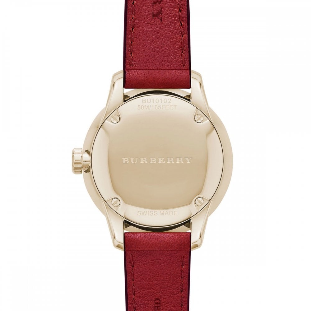 Burberry The Classic Gold Dial Red Leather Strap Watch for Women - BU10102 Buy Now By Burberry