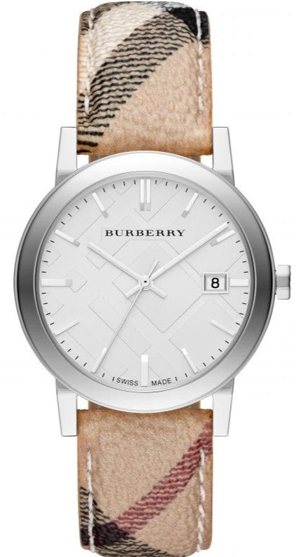 Burberry The City Nova Silver Dial White Leather Strap Watch for Women - BU9022 Buy Now By Burberry