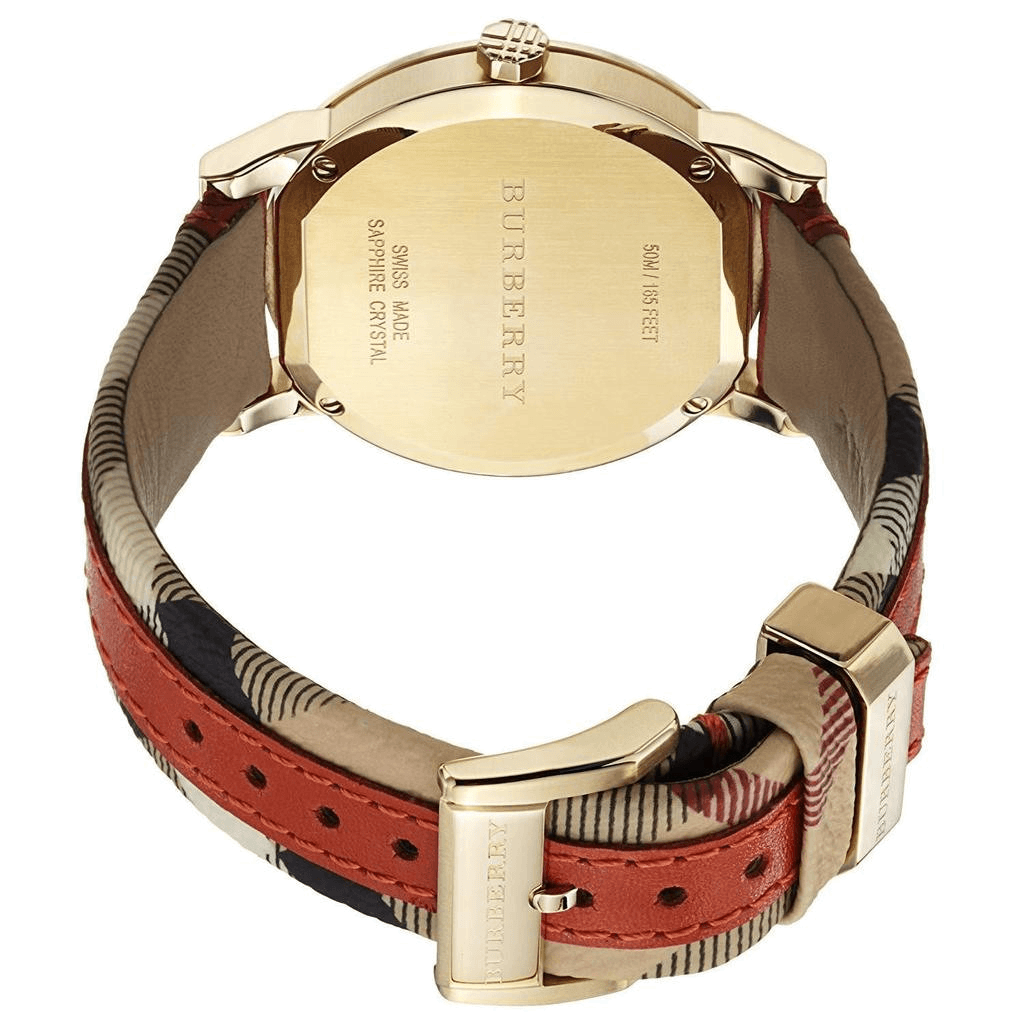 Burberry The City Gold Dial Orange Leather Strap Watch for Women - BU9016 Buy Now By Burberry