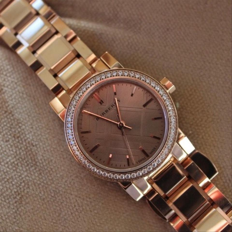 Burberry The City Diamonds Rose Dial Rose Gold Steel Strap Watch for Women - BU9225 Buy Now By Burberry