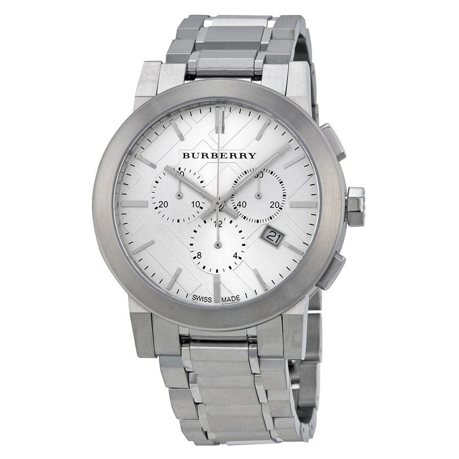 Burberry The City Chronograph Silver Dial Silver Steel Strap Watch for Men - BU9350 Buy Now By Burberry