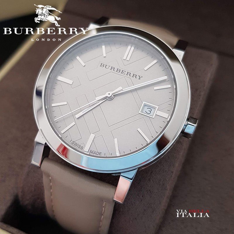 Burberry The City Silver Dial Beige Leather Strap Unisex Watch - BU9010 Buy Now By Burberry