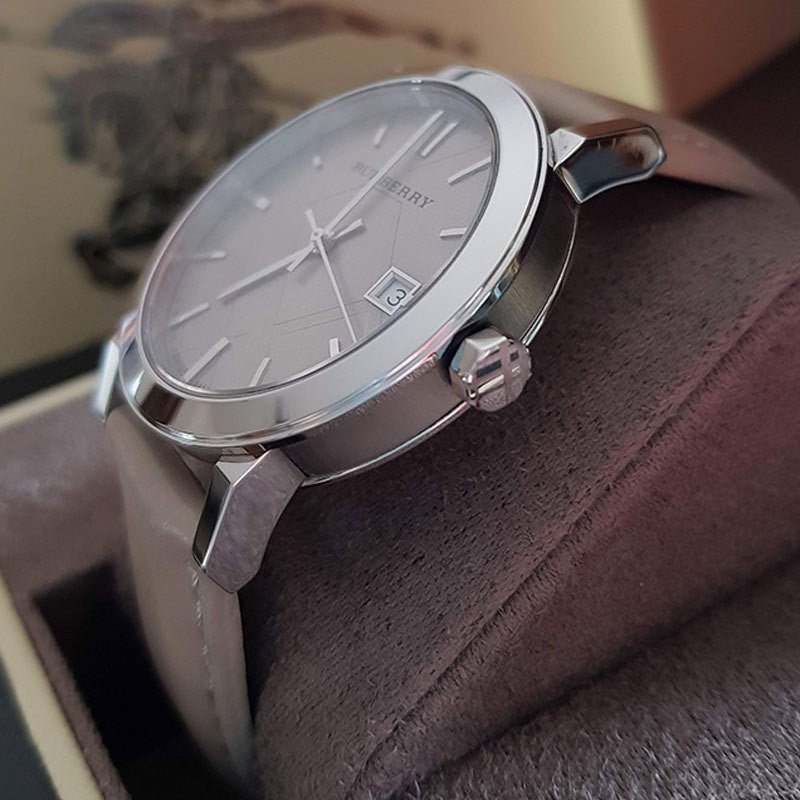 Burberry The City Silver Dial Beige Leather Strap Unisex Watch - BU9010 Buy Now By Burberry