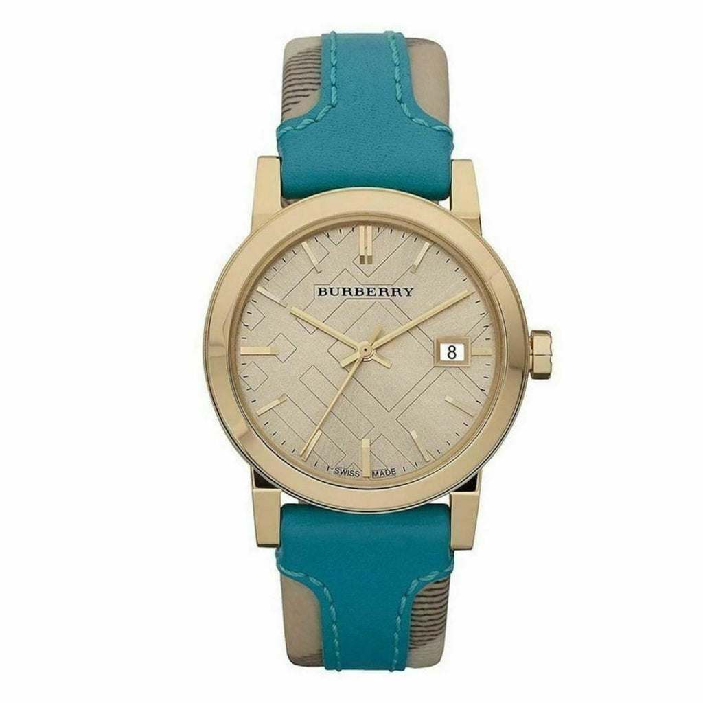 Burberry Heritage Gold Dial Blue Leather Strap Watch for Women - BU9112 Buy Now By Burberry