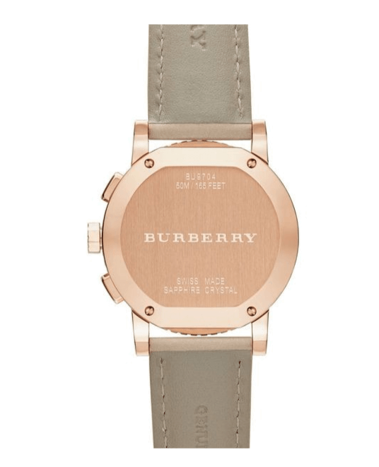 Burberry Chronograph Rose Gold Dial Beige Leather Strap Watch for Women - BU9704 Buy Now By Burberry
