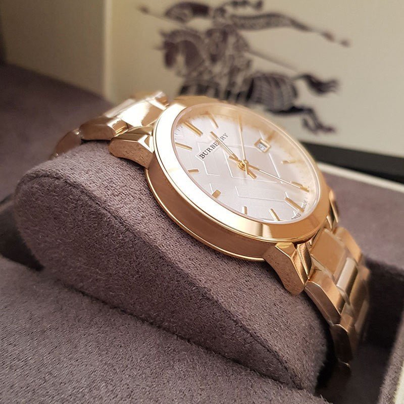 Burberry The City Silver Dial Gold Steel Strap Unisex Watch - BU9003 Buy Now By Burberry