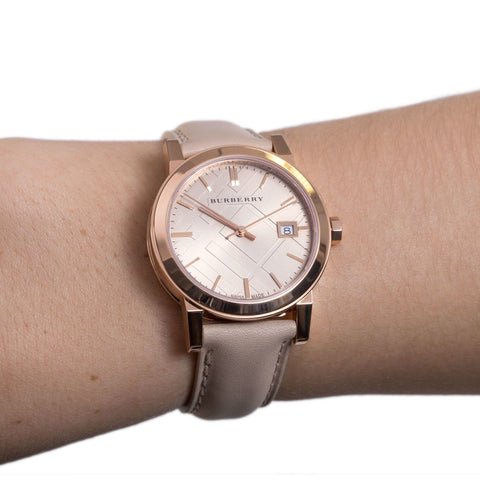 Burberry The City Beige Dial Beige Leather Strap Watch for Women - BU9109 Buy Now By Burberry
