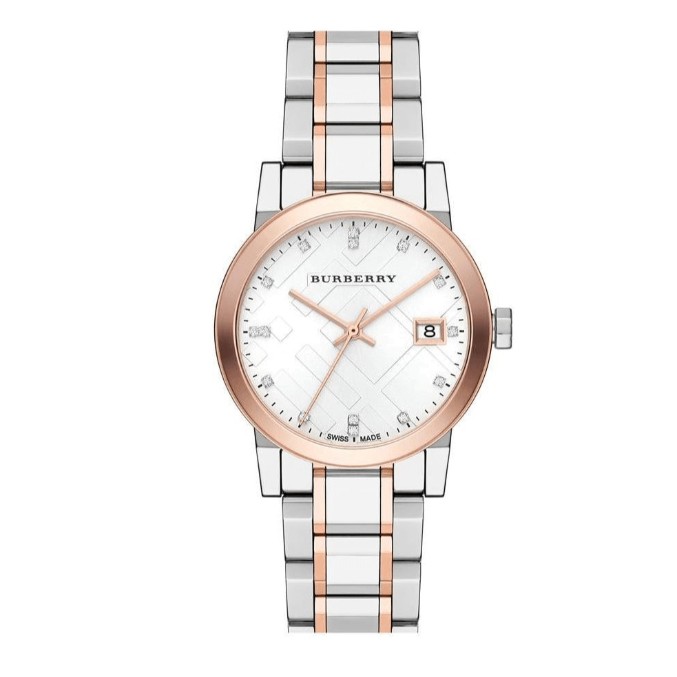 Burberry The City Diamonds White Dial Two Tone Steel Strap Watch for Women - BU9127 Buy Now By Burberry