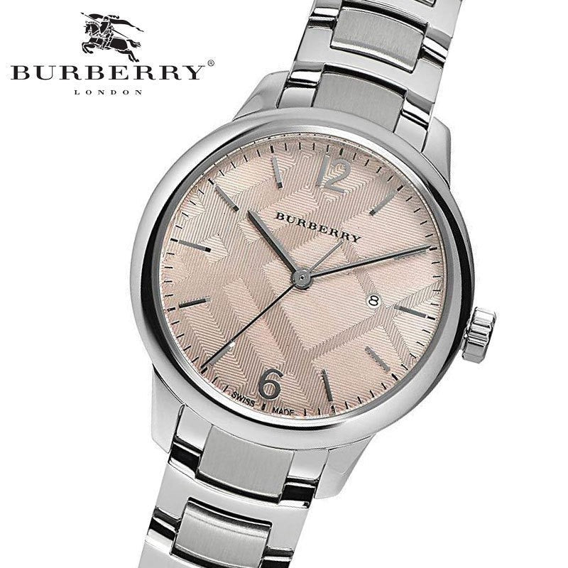 Burberry The Classic Pink Dial Silver Steel Strap Watch for Women - BU10111 Buy Now By Burberry